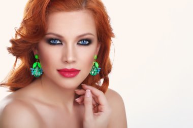 Kızıl saçlı. moda kız portre