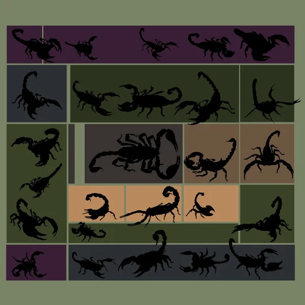 Scorpions dark colored set — Stock Vector