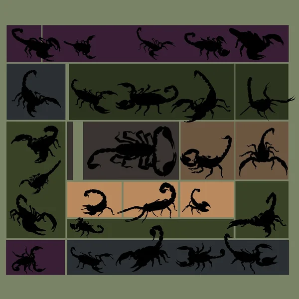 Scorpions dark colored set Stock Vector