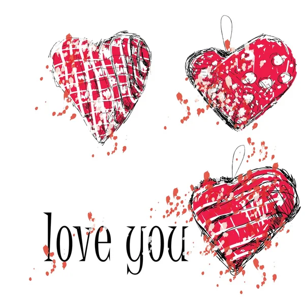 Amor de color rojo negro blanco corazones con texto sobre fondo blanco para el día de San Valentín de vacaciones — Archivo Imágenes Vectoriales