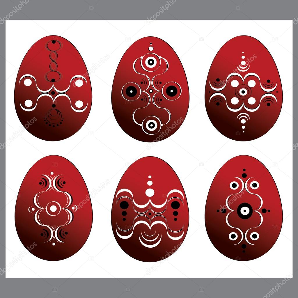 Red Easter holiday set eggs
