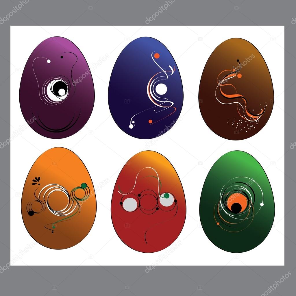 Modern Easter holiday colored eggs set