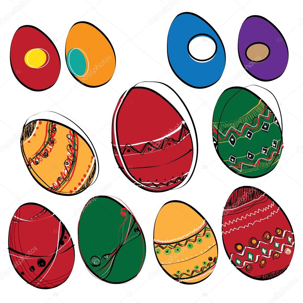 Happy ornamental Easter holiday egg set
