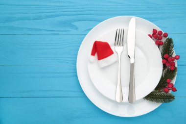 Noel sofrası kurulumu. Tatil geçmişi. Üst görünüm