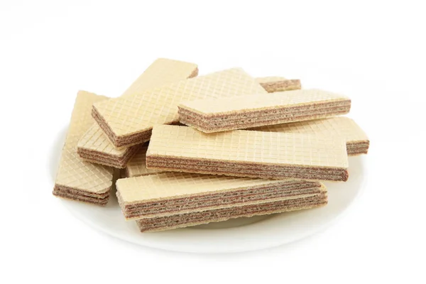 Wafers Σοκολάτα Που Απομονώνονται Λευκό Φόντο Άνω Όψη — Φωτογραφία Αρχείου