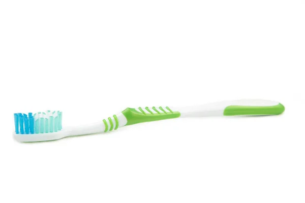 Green Toothbrush Isolated White Background Top View — Stock Photo, Image