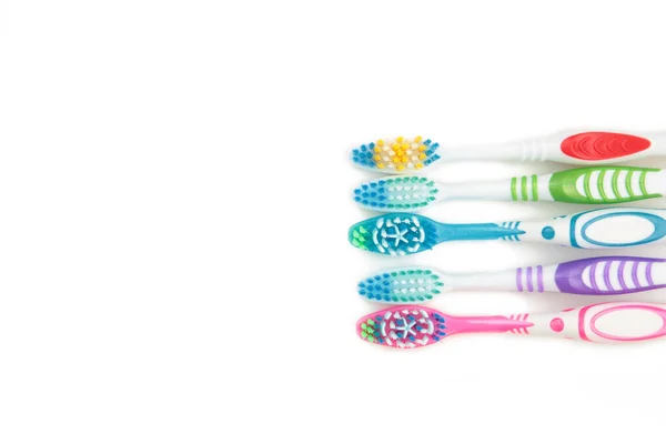 Toothbrushes Isolated White Background Copy Space Top View — Stock Photo, Image