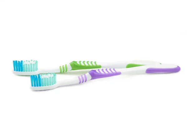 Toothbrushes Set Isolated White Background Top View — Stock Photo, Image