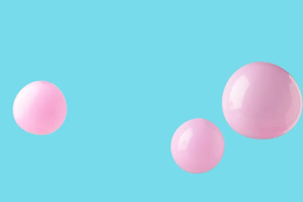 Balões Pastel Rosa Fundo Rosa Minimalismo Vista Superior — Fotografia de Stock