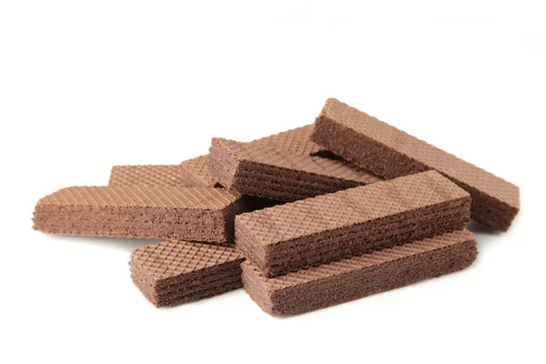 Chocolade Wafels Geïsoleerd Witte Achtergrond Bovenaanzicht — Stockfoto