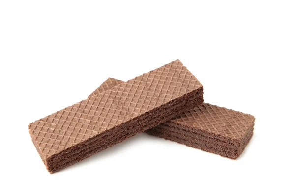 Chocolade Wafels Geïsoleerd Witte Achtergrond Bovenaanzicht — Stockfoto