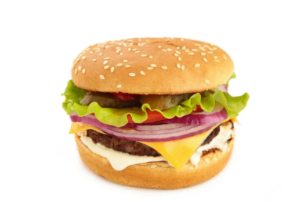 Гамбургер Изолирован Белом Фоне Вид Сверху — стоковое фото