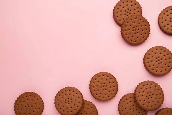 Печиво Шоколадними Чіпсами Синьому Фоні Простором Копіювання — стокове фото