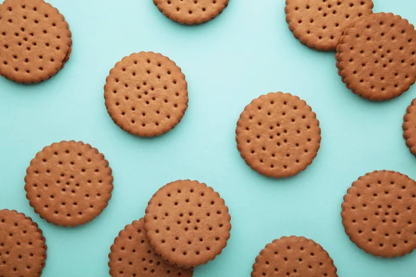Печиво Шоколадними Чіпсами Синьому Фоні — стокове фото