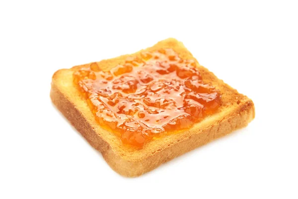 Toast Met Jam Geïsoleerd Witte Achtergrond Bovenaanzicht — Stockfoto