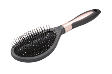 Beyaz arka planda izole edilmiş masaj saç fırçası. Kesme Yolu.