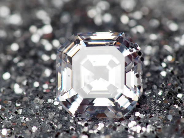 Primo Piano Colpo Bel Lucido Asscher Taglio Diamante Scintillante Scintillio — Foto Stock