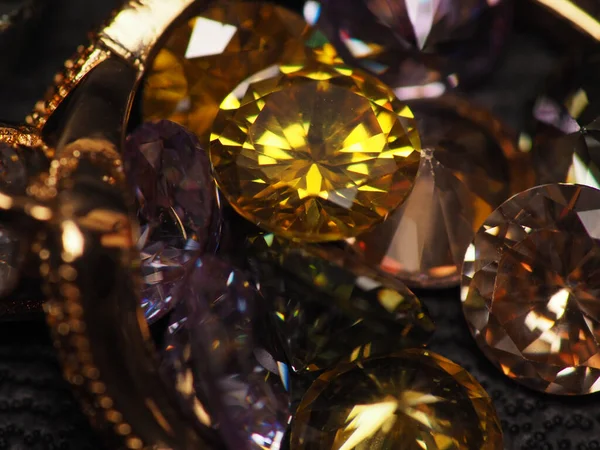 Dispara Cerca Hermosas Brillantes Diamantes Multicolores Piedras Preciosas Cristal Disparar — Foto de Stock