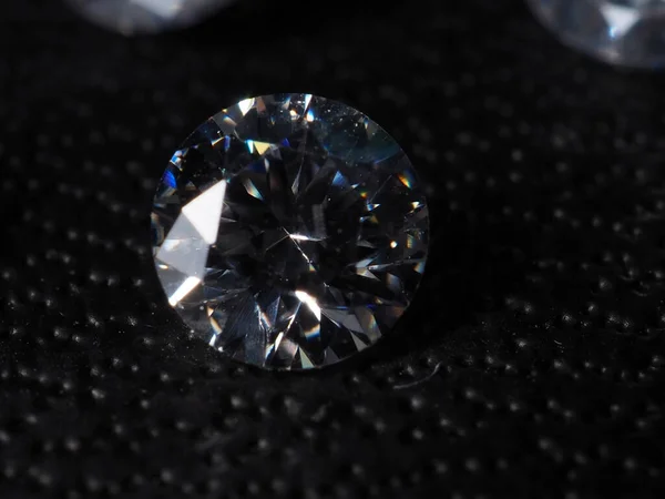 Fényes Gyémántok Közeli Fotózása Lődd Fekete Texturált Háttér — Stock Fotó