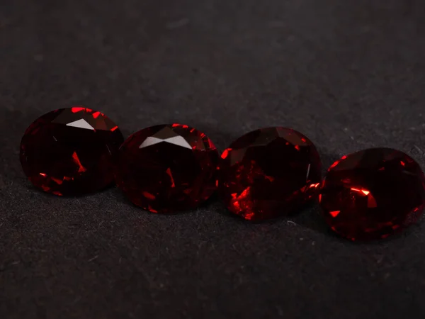 Close Shoot Faceted Red Diamond Gems Shoot Black Background — Stock Photo, Image