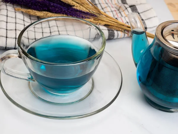 Una Taza Azul Que Hace Flor Guisante Clitoria Ternatea — Foto de Stock