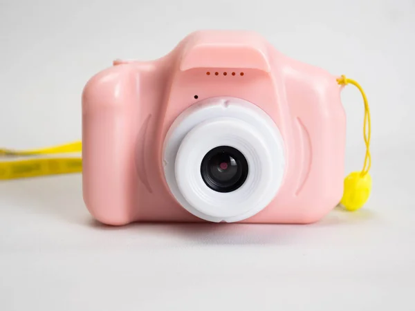 Picture Pink Camera Toys White Background — Stock Photo, Image