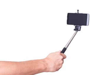 selfie monopod elinde