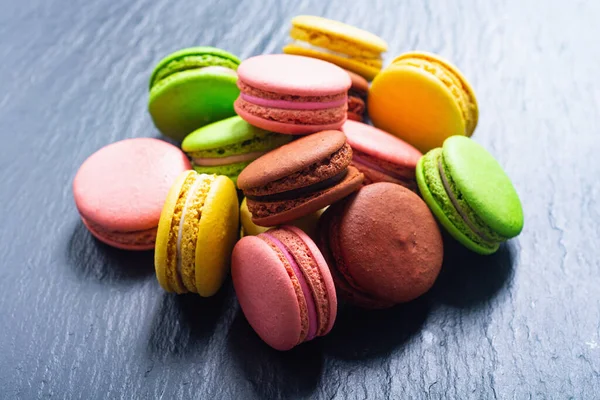 French dessert sweet macaroon . Colorful food background . bakery