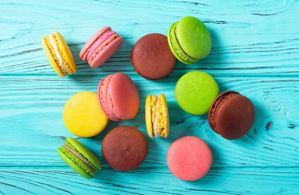 French dessert sweet macaroon . Colorful food background . bakery