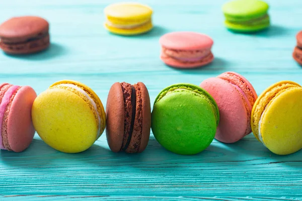 French dessert sweet macaroon . Colorful food background . bakery