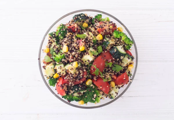 Salade Légumes Frais Quinoa Brocoli Concombre Tomates Maïs — Photo