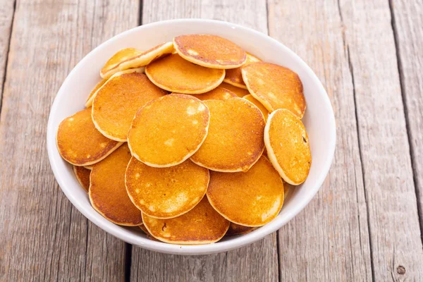 Mini Panqueques Delicioso Desayuno Fondo Alimentario — Foto de Stock