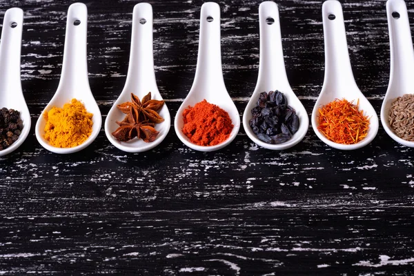 Spices in ceramic bowls — Stock Photo, Image