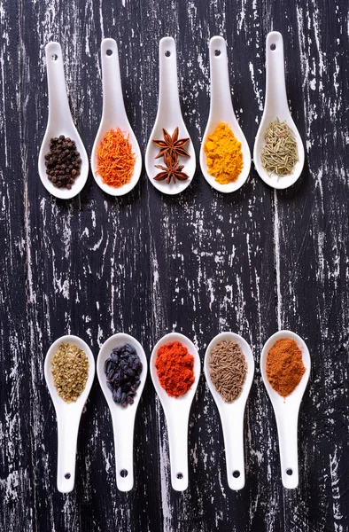 Spices in ceramic bowls — Stock Photo, Image