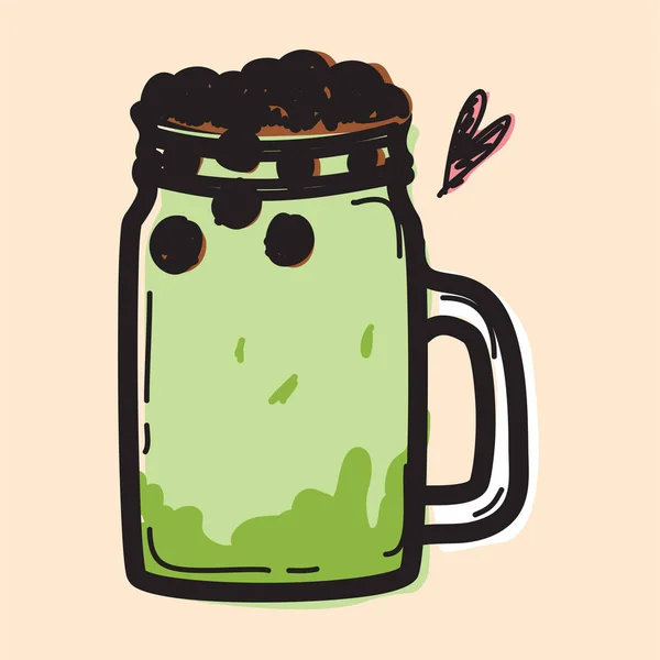 Esboço Vetorial Chá Bolha Uma Xícara Bebida Popular Ilustração Colorida —  Vetores de Stock