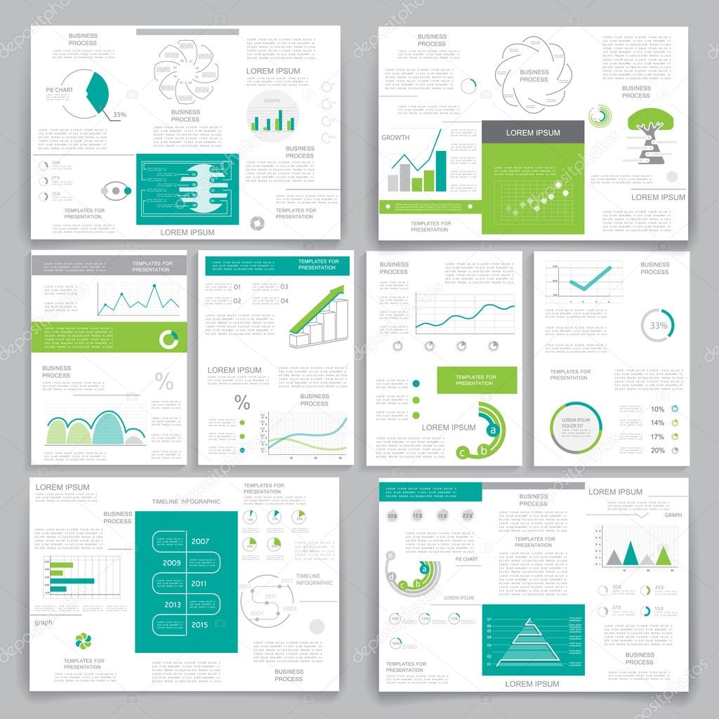 Big set brochures for business data visualization