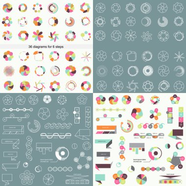 Büyük dizi farklı grafikler ve infographics 3 için simgeler