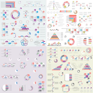 Farklı Infographic öğeleri 3 büyük kümesi