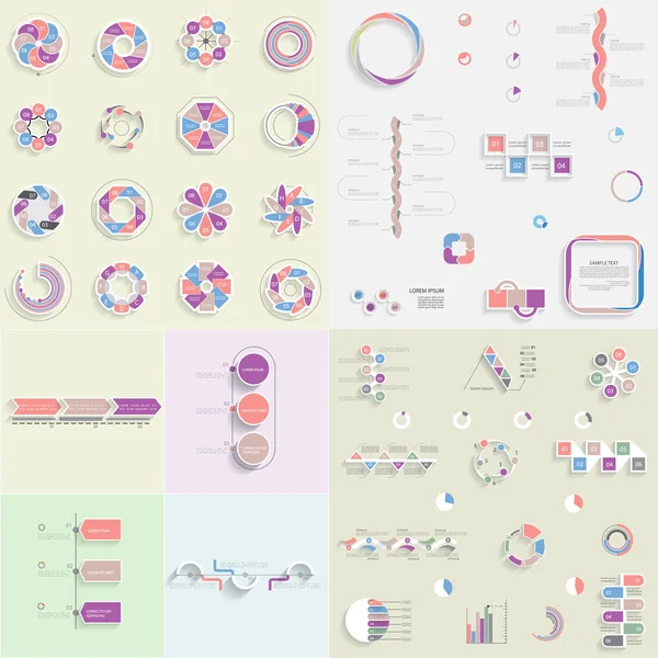 Ensemble de différents graphiques et graphiques pour infographie 3 — Image vectorielle