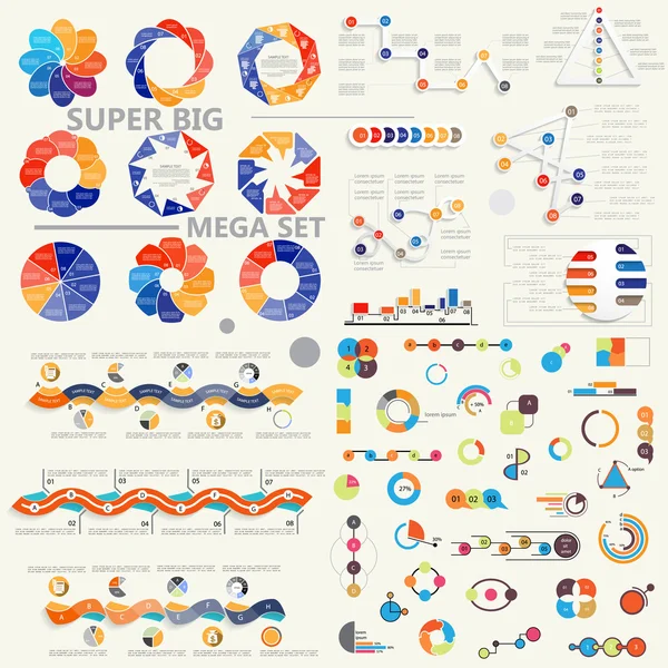 Conjunto super grande 1, Elementos infográficos, Modelos para negócios re —  Vetores de Stock