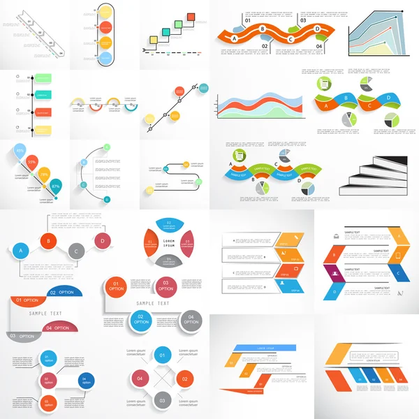 Super grand ensemble 3, éléments d'infographie, modèles pour les entreprises re — Image vectorielle