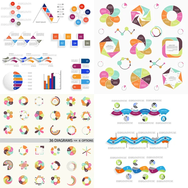 Super stora set 5, Infographic element, mallar för företag re — Stock vektor