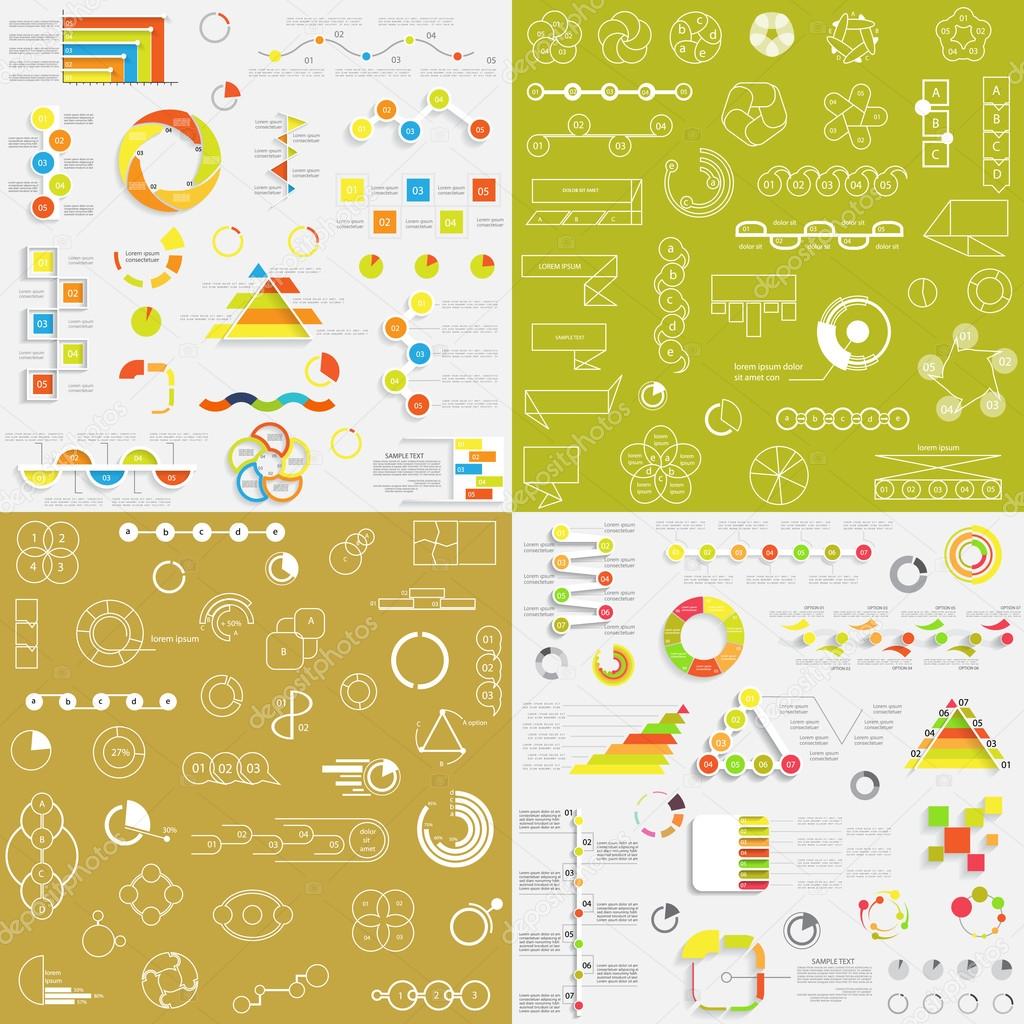 Different elements for infographics, Vector set 3