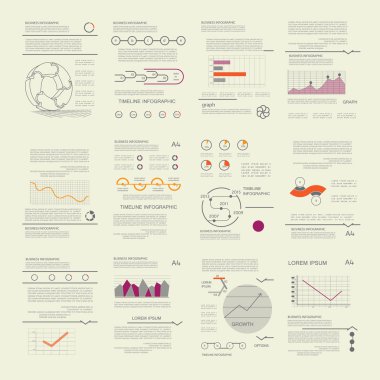 Infographics elemanları, sunum için şablonlar kümesi vektör