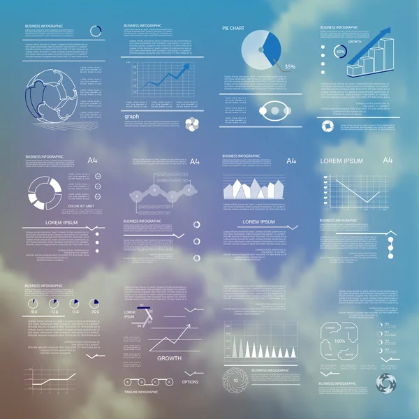 Графический набор, элементы для обработки бизнес-данных — стоковый вектор