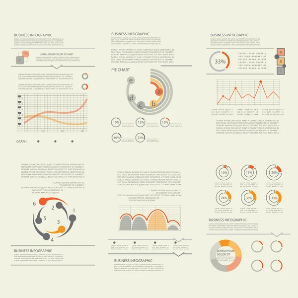 Visualisierung von Geschäftsdaten, Vorlagen für die Präsentation, — Stockvektor