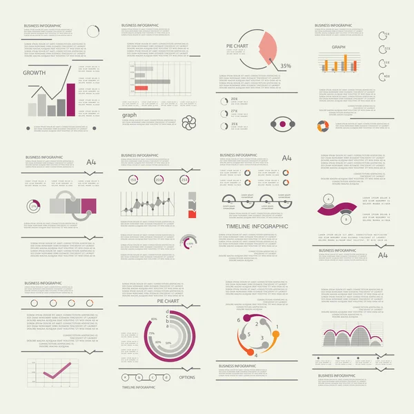 Vorlagen für die Visualisierung von Geschäftsdaten, Elemente der Infografik — Stockvektor