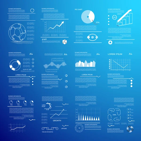 Transparent infographic set, elements for business data visualiz — Stock Vector