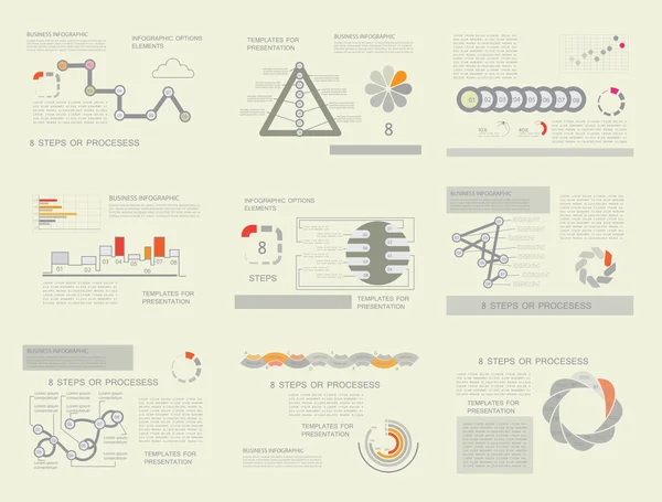 Design für die Visualisierung von Geschäftsdaten, Vorlagen für Präsentationen — Stockvektor