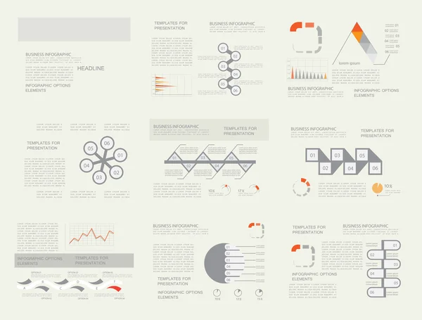 Modelos para visualização de dados de negócios, elementos de infográficos —  Vetores de Stock